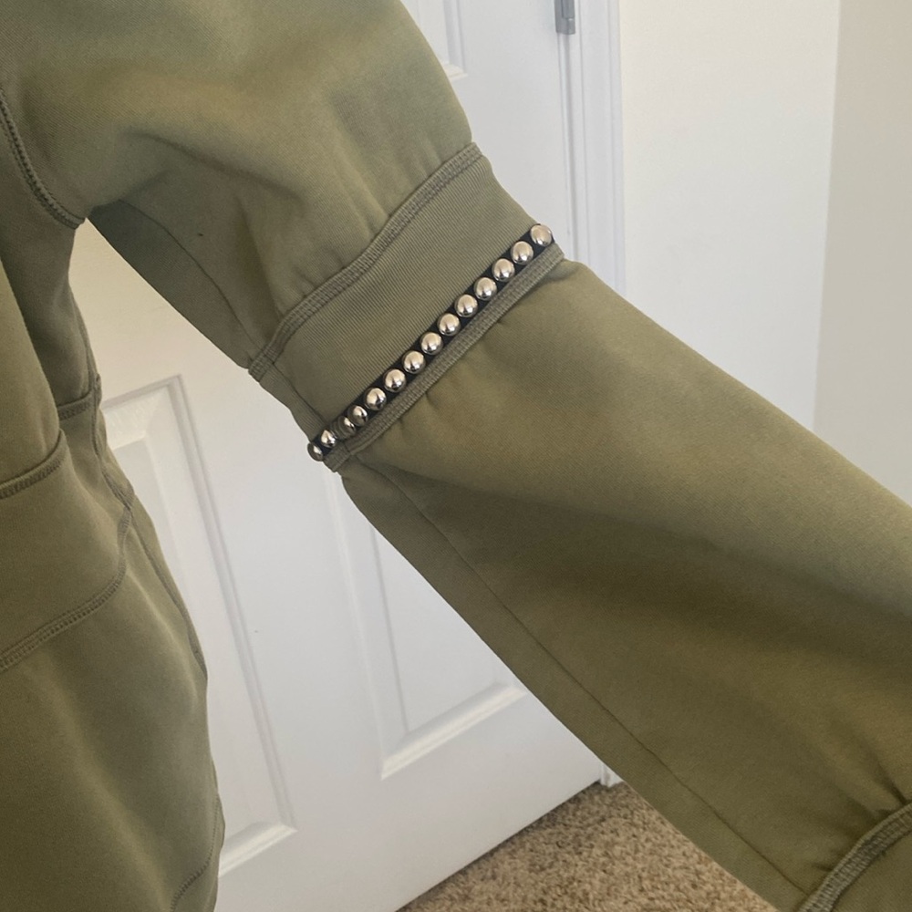 Burberry Studded Balloon Sleeve Cotton Blend Sweatershirt Size L Made in Italy - Picture 3 of 11
